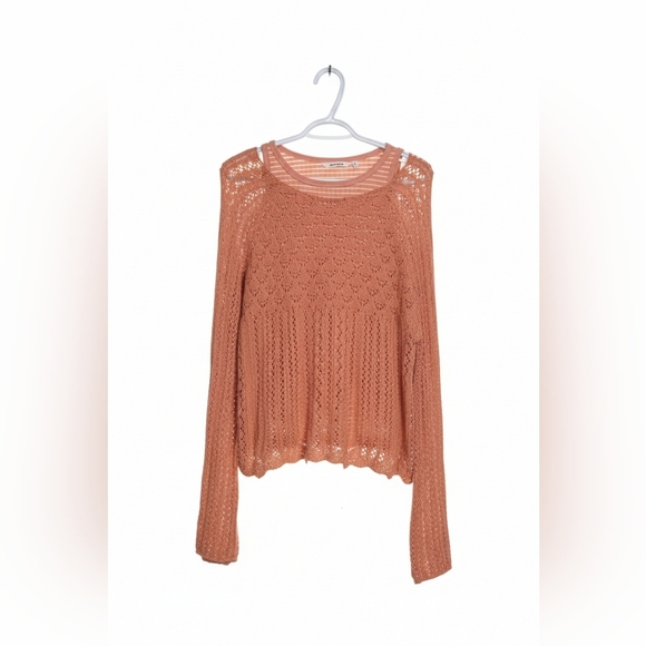 Blumind Tops - Women's Crochet Knit Top - Tan